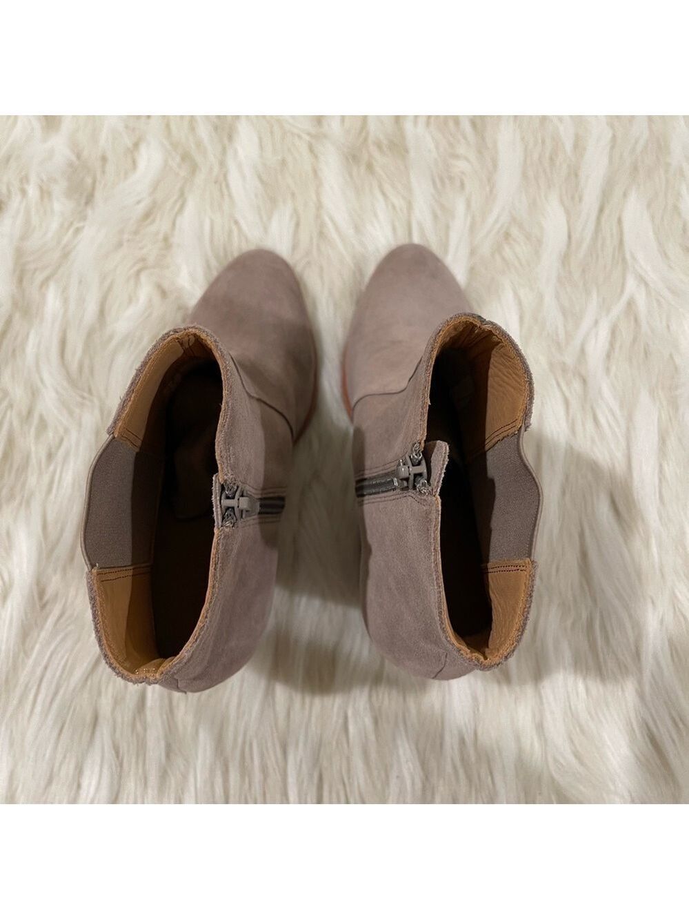 Women’s Soludos Taupe Leather Cowhide Heel Booties 8 US! - Picture 10 of 14